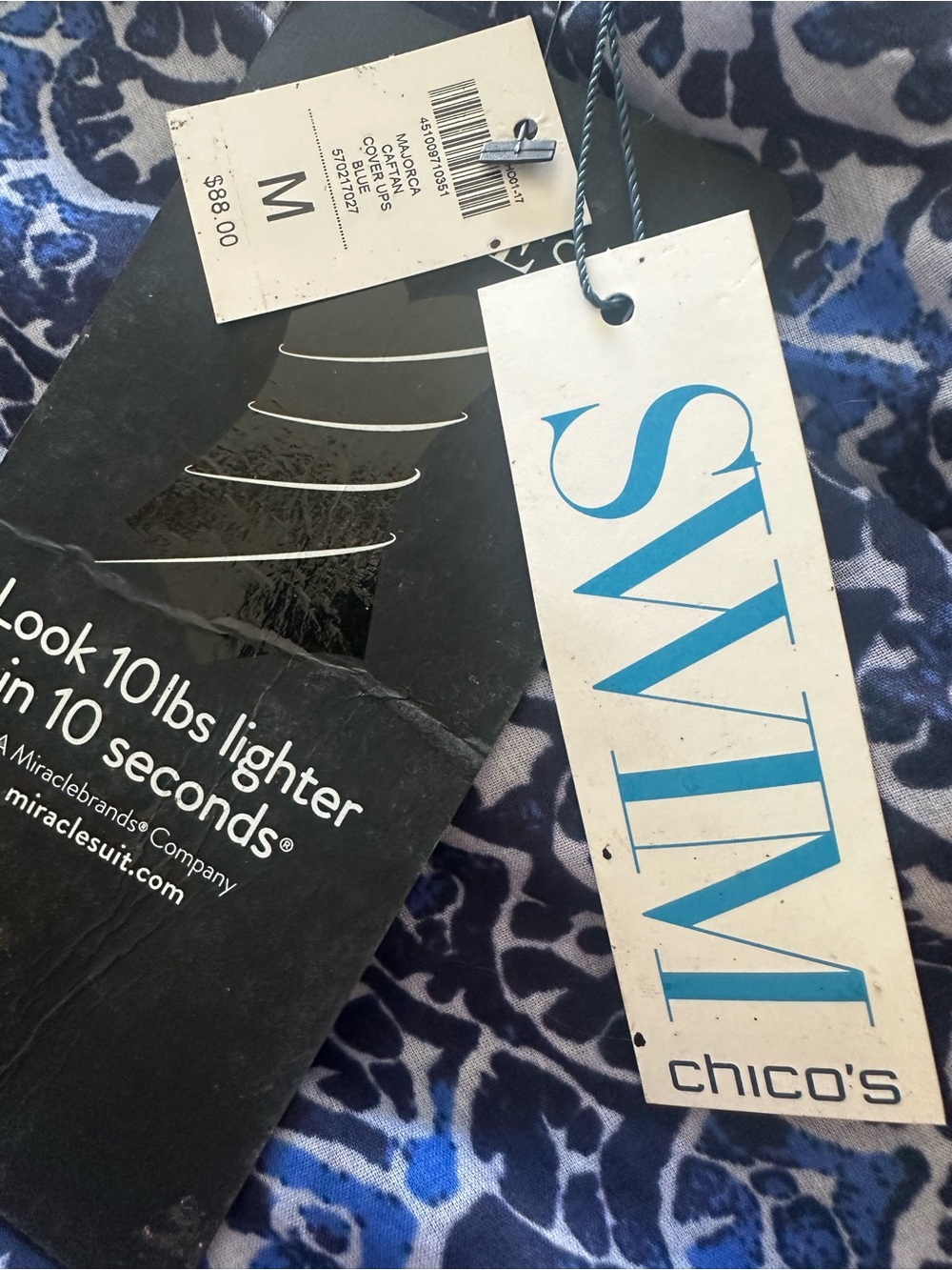 Miraclesuit Navy & White Tassel-Trim Lace-Up NWT swim cover-up, size medium - Picture 8 of 12